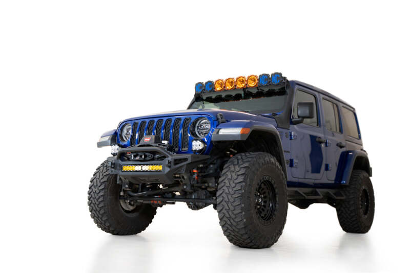 Jeep JT Front Bumper - Addictive Desert Designs - Rock Fighter - Hammer Black with Satin Black panels - `18-`27